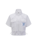 Women's Essential Short Sleeve Pleats Jacket - White