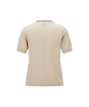 Women's Solid Short Sleeve Sweater - Beige