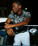 ANEW GOLF Men's SM Tropical Pattern Short T-Shirt - Black