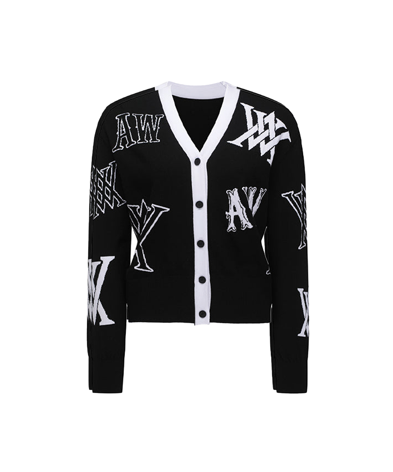 Women's Logo Intarsia Cardigan - Black