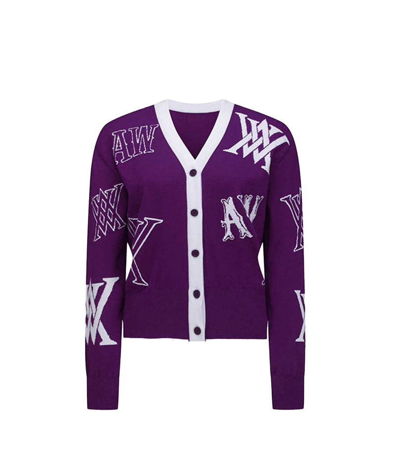 Women's Logo Intarsia Cardigan - Purple