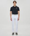 Men Back Fabric Block Short T-Shirt - Black