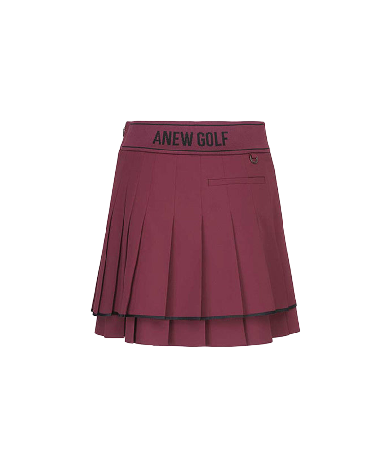 Women's Logo Band Double Pleats SQ - Wine