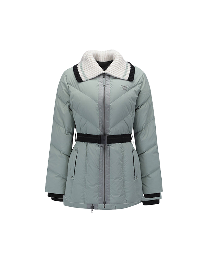 Women's Knit Detachable Medium Length Down JK - Mint
