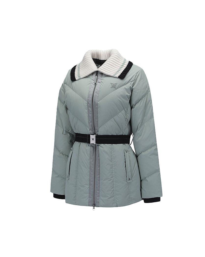 Women's Knit Detachable Medium Length Down JK - Mint
