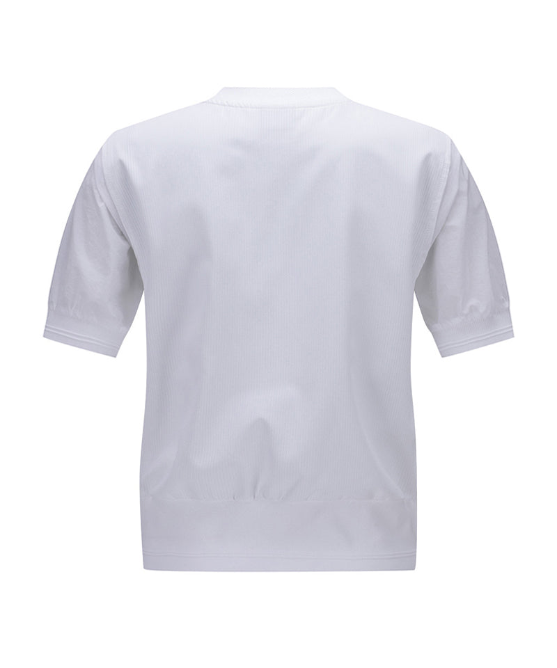 Women Mesh Block Short T-Shirt - White