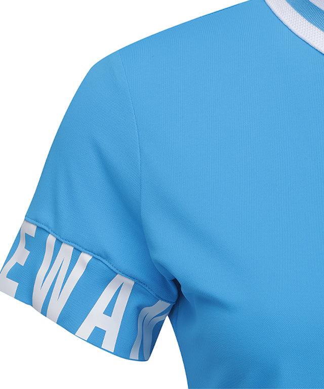 [Season End] Women's Sleeve Logo Point Short T-Shirt - Blue