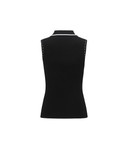 Women's Sleeveless Collared Sweater - Black