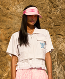 Women's Essential Short Sleeve Pleats Jacket - White