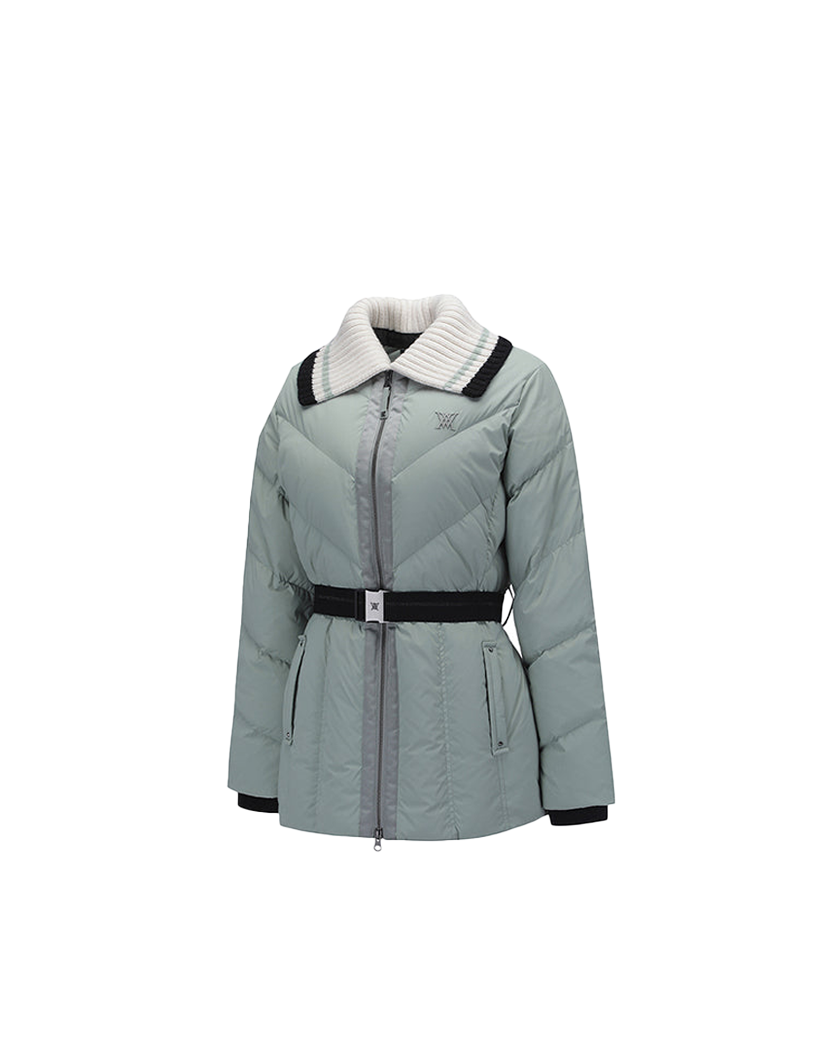 Women's Knit Detachable Medium Length Down JK - Mint