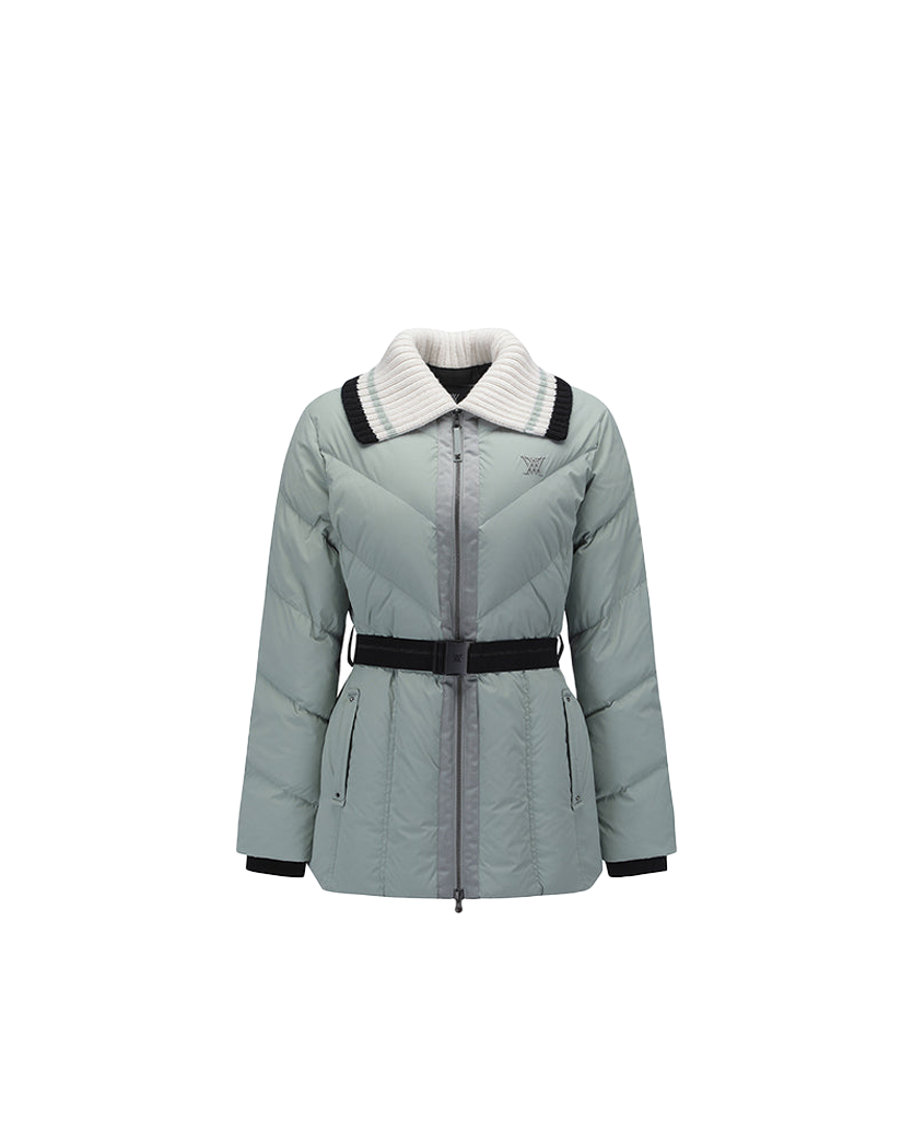 Women's Knit Detachable Medium Length Down JK - Mint