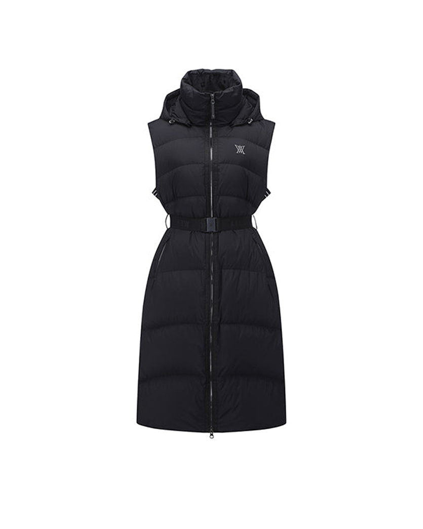 Women's Long Length Down Vest - Black