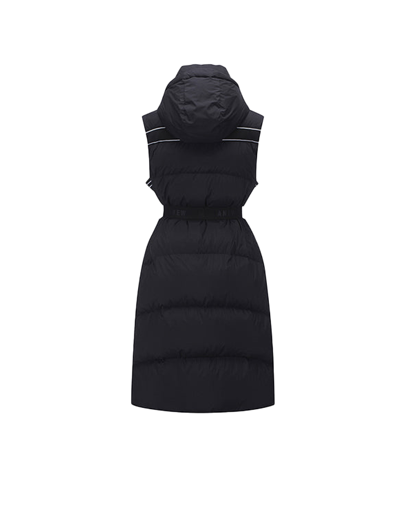 Women's Long Length Down Vest - Black