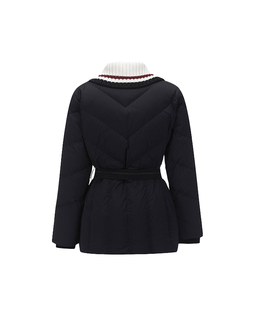 Women's Knit Detachable Medium Length Down JK - Black