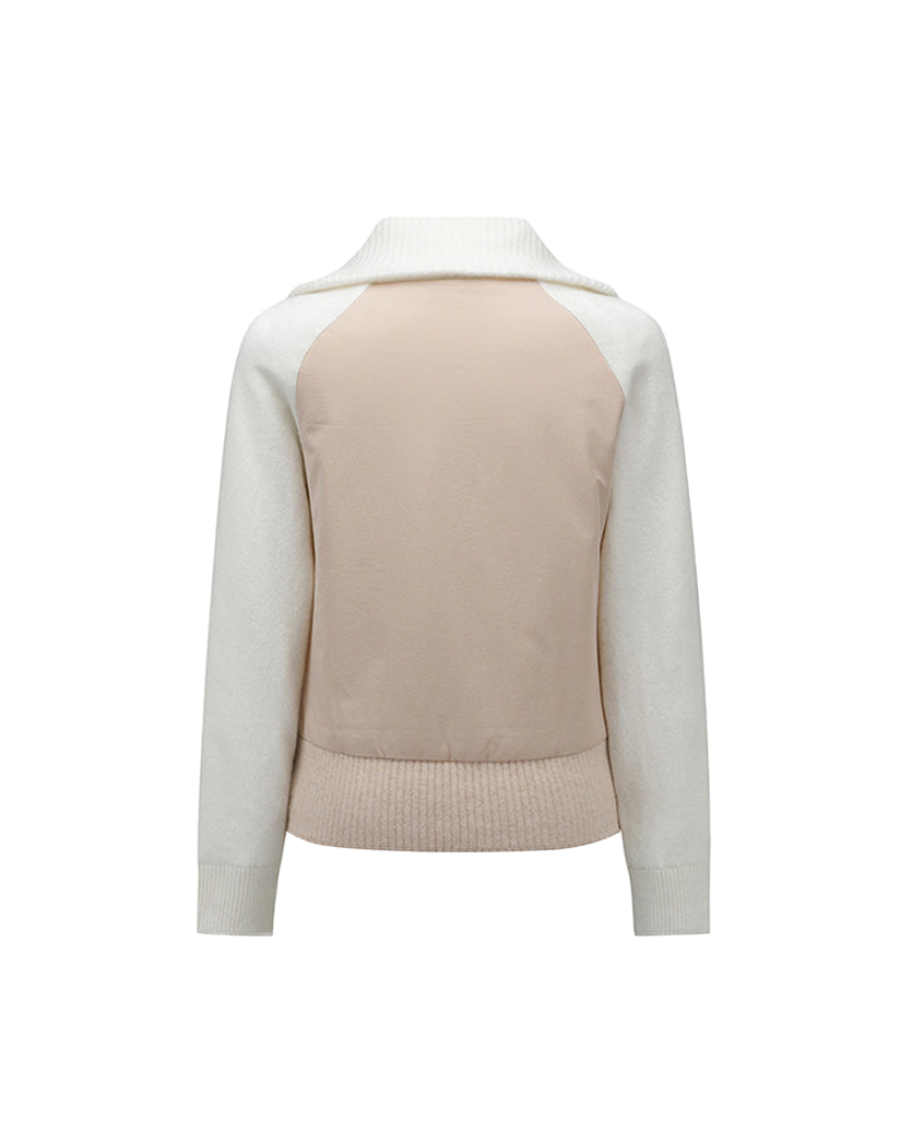 Women's Cashmere Blend Half Zip Sweater - Light Beige