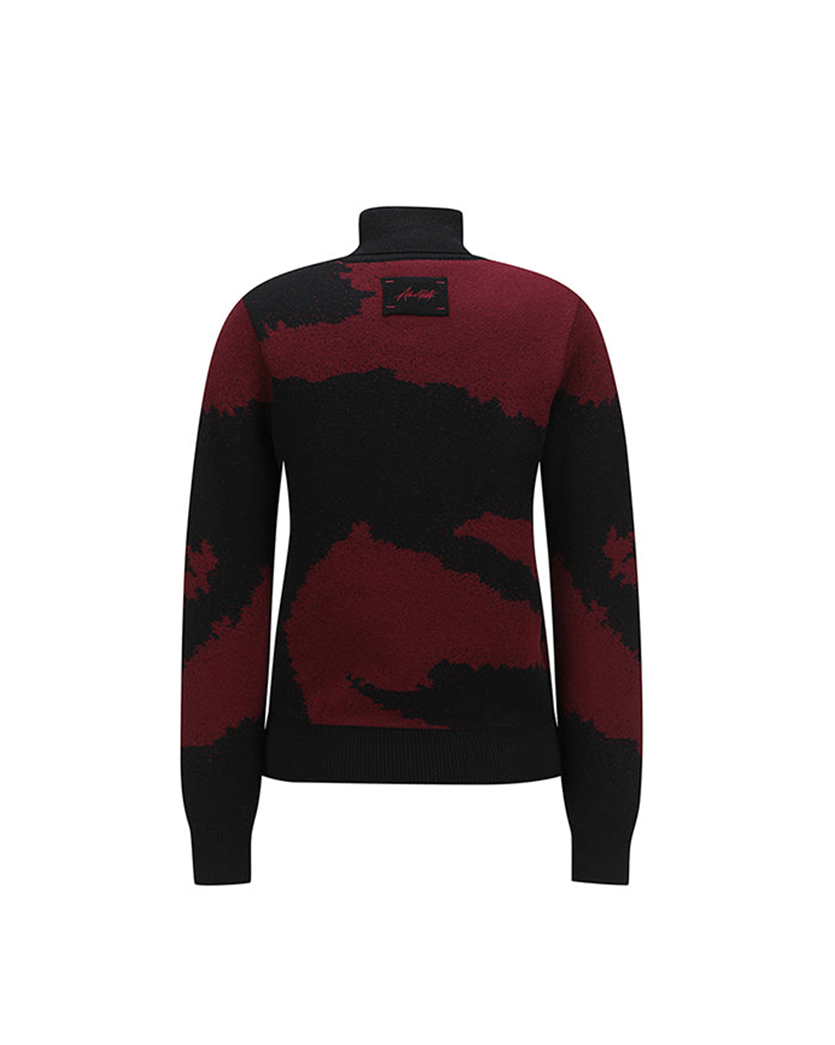 Women's Cashmere Blend High Neck Sweater - Wine