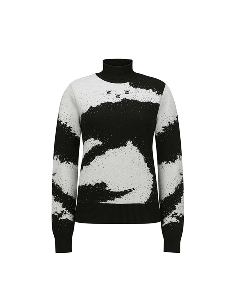 Women's Cashmere Blend High Neck Sweater - Black