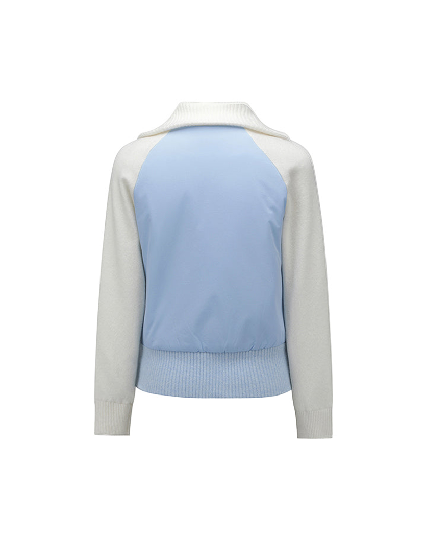 Women's Cashmere Blend Half Zip Sweater - Light Blue