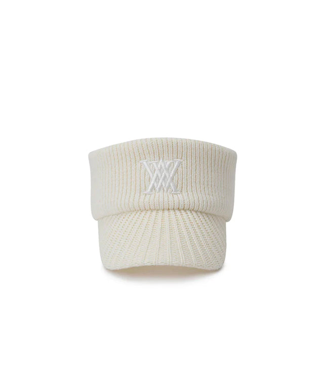 Solid Knit Visor - White