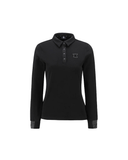 Women's Nap Collar Long T-shirt - Black
