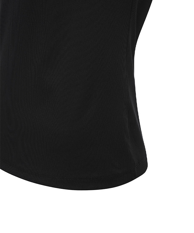 Women's Back Zip Point Long T-Shirt - Black