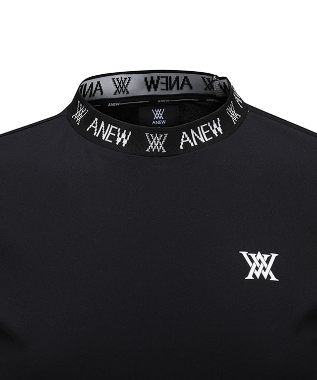 Women's Neck Jacquard Logo Short T-Shirt - Black