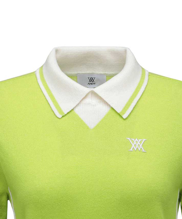 Women's Collared PSweater - Light Green
