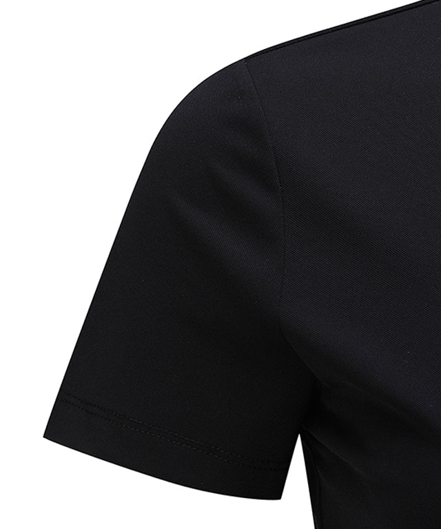 Women's Neck Jacquard Logo Short T-Shirt - Black