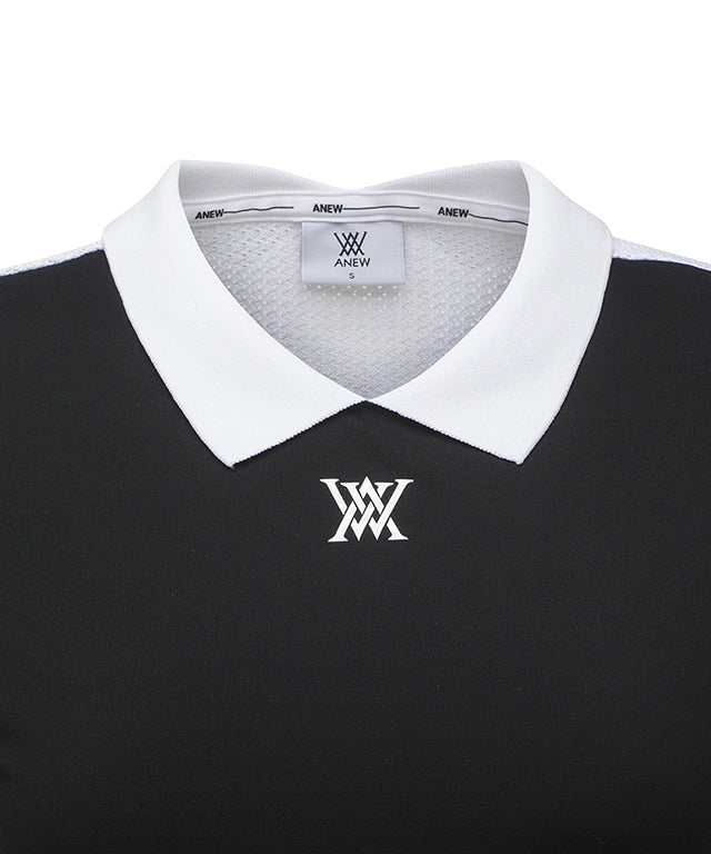 Women's Back Knit Block Short T-Shirt - Black