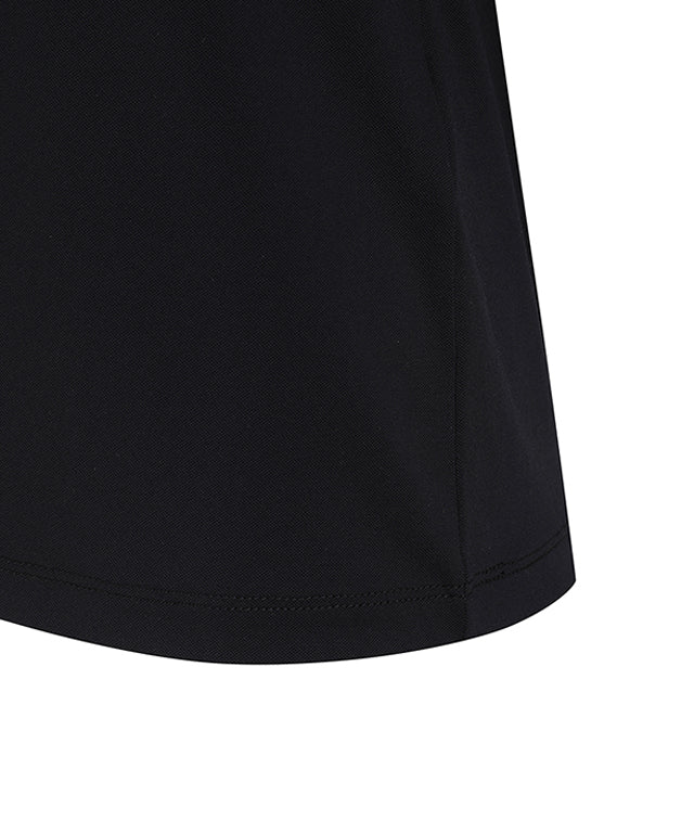 Women's Neck Jacquard Logo Short T-Shirt - Black