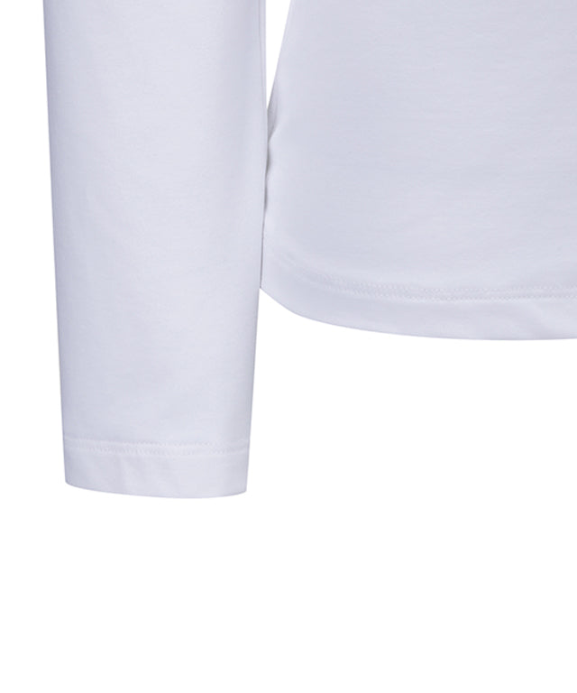Women's Collar Color Blocked Long T-shirt - Off White