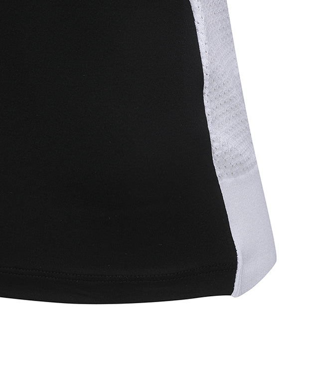 Women's Back Knit Block Short T-Shirt - Black