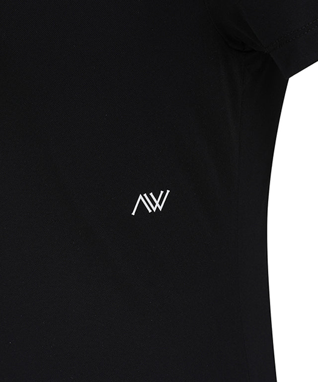 Women's Neck Jacquard Logo Short T-Shirt - Black