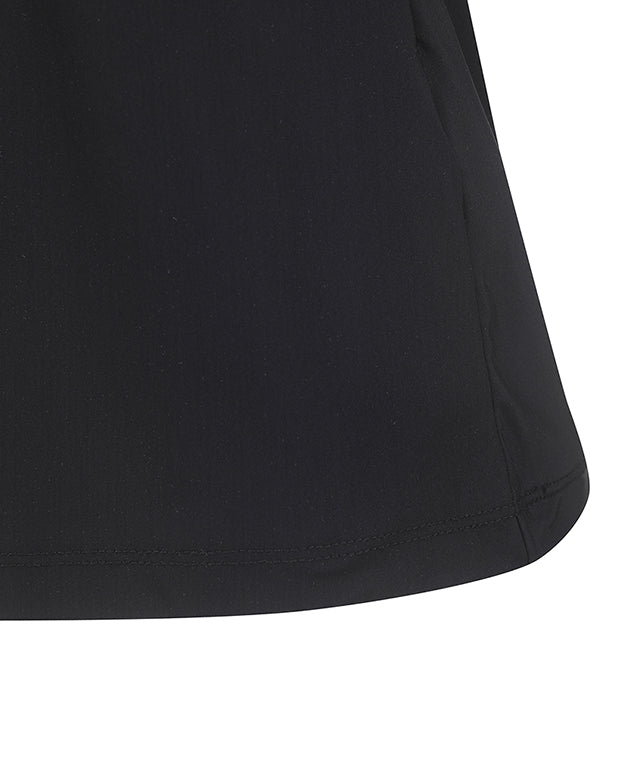 Women's High-Neck Mesh Back Short-Sleeved T-Shirt - Black