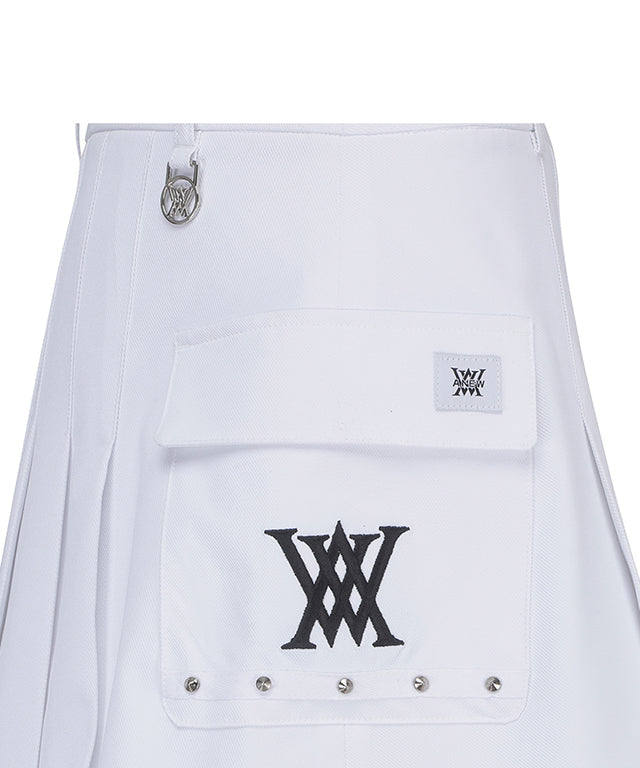 Women's Mini Pocket Point Pleated Skirt - White