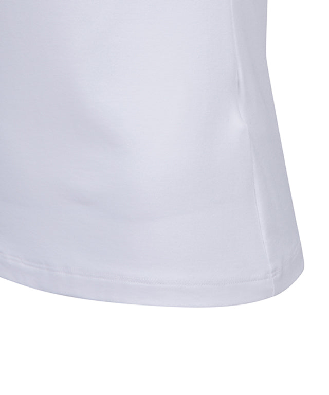 Women's Collar Color Blocked Long T-shirt - Off White