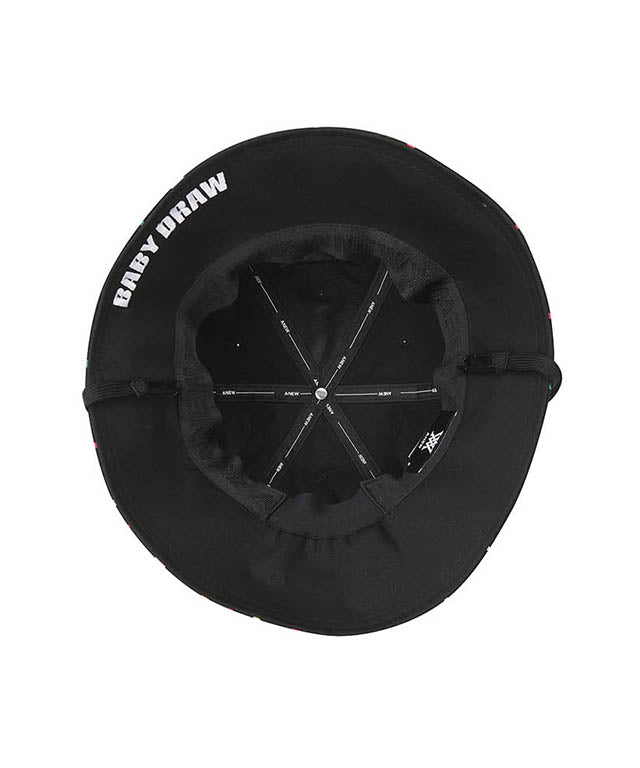 Sprinkle Donut Pattern Bucket Hat - Black