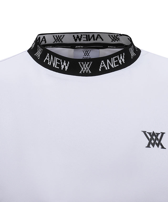 Women's Neck Jacquard Logo Short T-Shirt - White