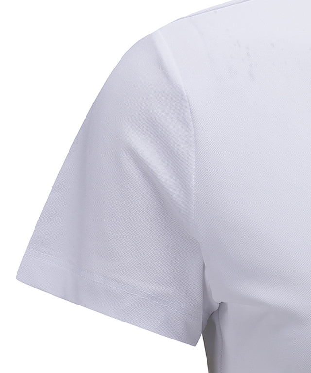 Women's Neck Jacquard Logo Short T-Shirt - White