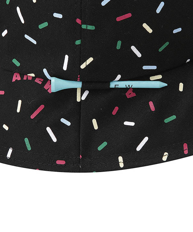 Sprinkle Donut Pattern Bucket Hat - Black