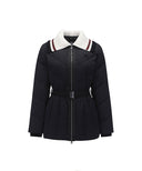 Women's Knit Detachable Medium Length Down JK - Black