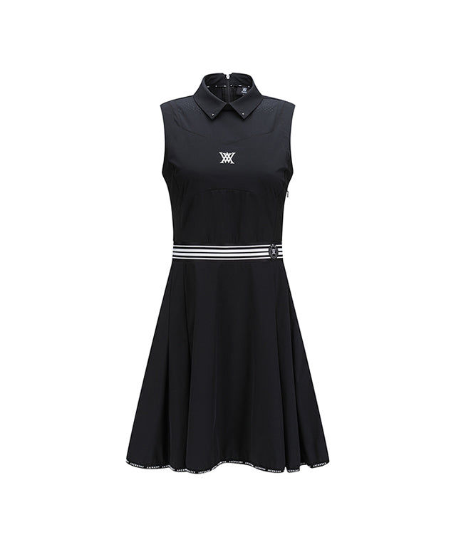 Women's Sleeveless Flare One Piece - Black