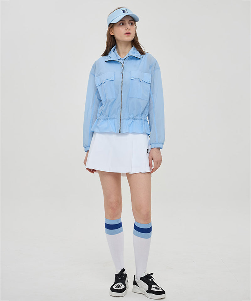 Women's High Neck Point Jacket - Sky Blue