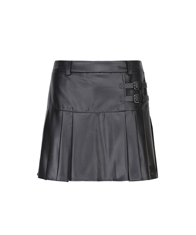 Women's Leather Half Pleats SQ - Black
