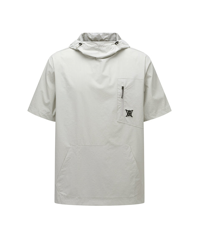 Men's Lip Hoodie Short T-Shirt - Beige