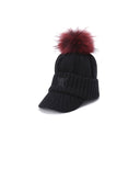 Women's Color Point Wool Knit Cap - Black