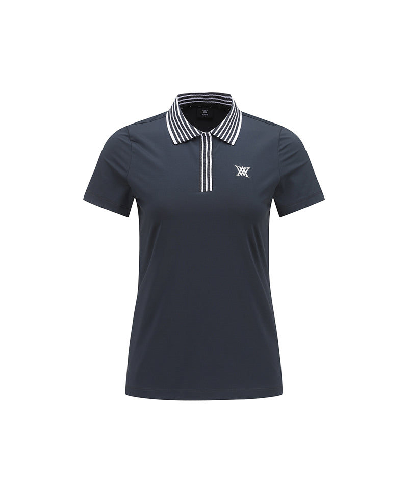 ANEW Golf Women's Knit Collar Short T-Shirt - D/Gray