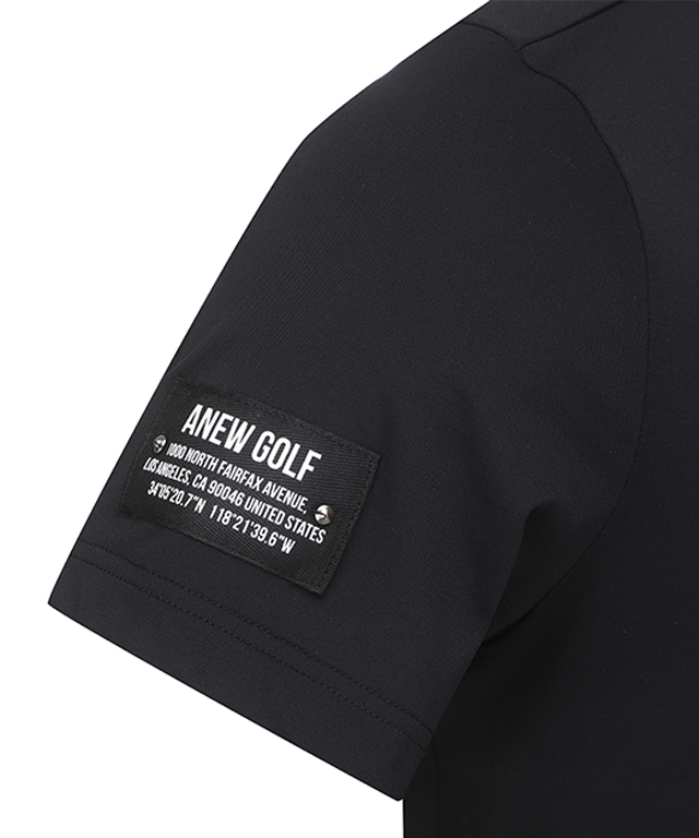 Men's Neck Jacquard Logo Short T-Shirt - Black