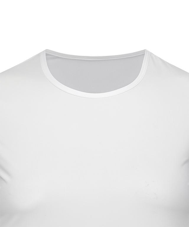 Women's Cold Fabric Round Mash Mix T-Shirt - White