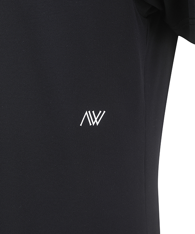 Men's Neck Jacquard Logo Short T-Shirt - Black